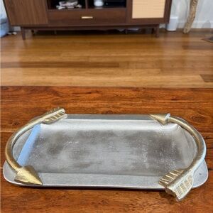 Elegant Silver and Gold Decorative Tray